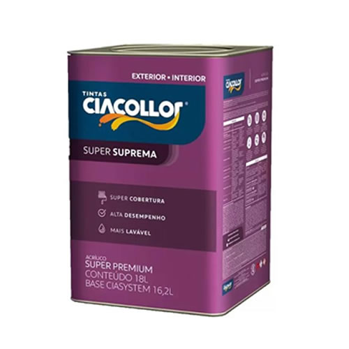 TINTA ACRILICA SUPREMA SUPER PREMIUM ACETINADA BRANCO NEVE 18LTS - CIACOLLOR